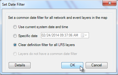 Clearing definition filters for LRS layers