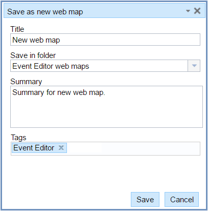Save as new web map dialog box