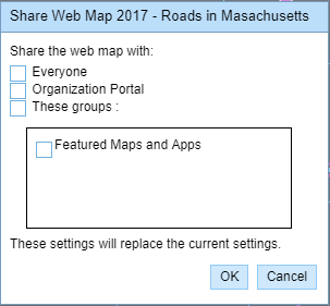 Share Web Map dialog box