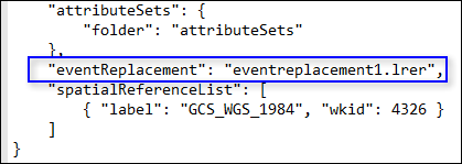 The eventReplacement section of config.json is shown.