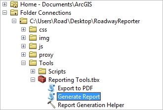 Opening the Generate Report tool